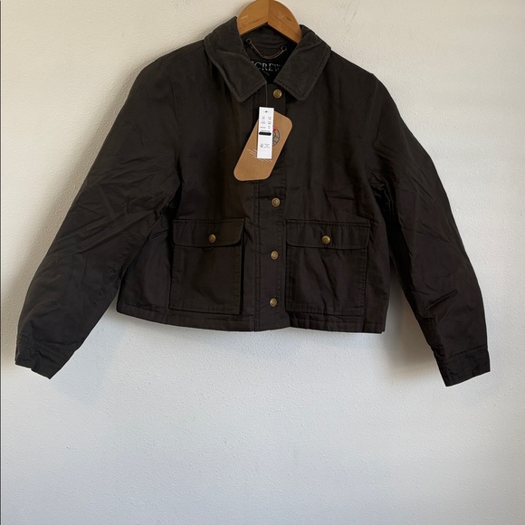 J Crew Cropped Barn Jacket™ in ripstop cotton XS Mossy Brown - Picture 2 of 6